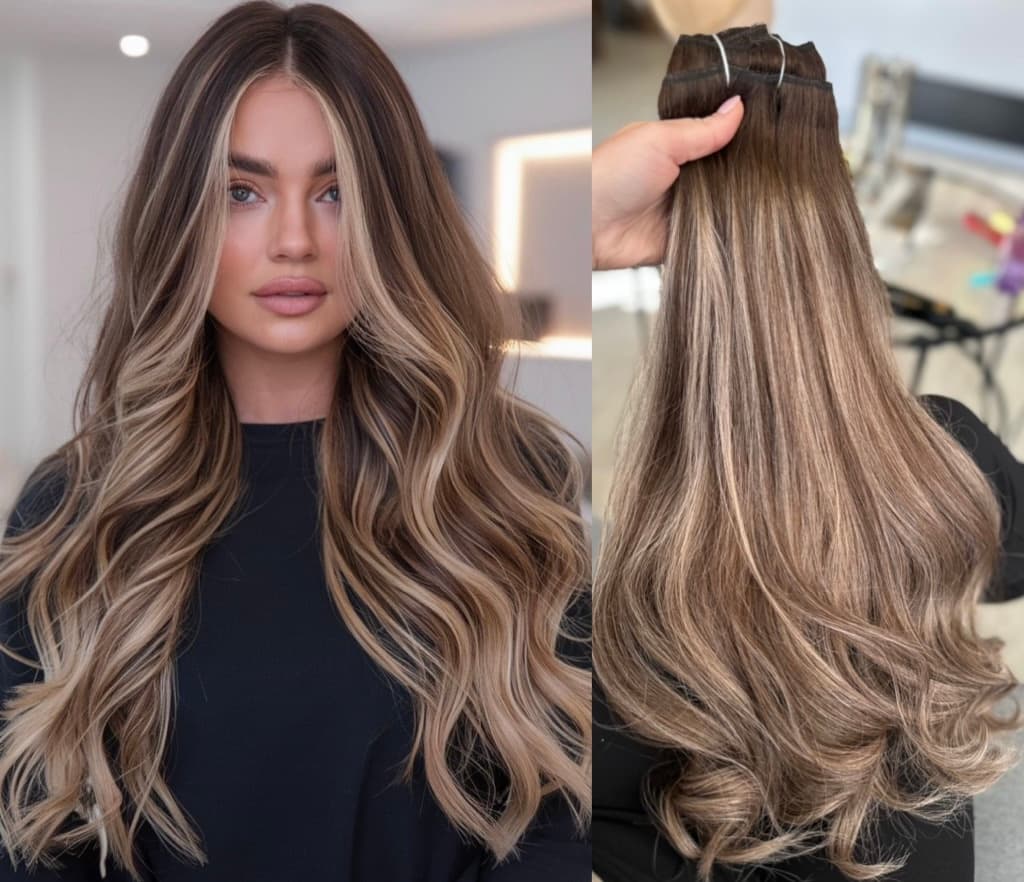 Extensii Clip-on White Platinum Balayage #4/#17/#4