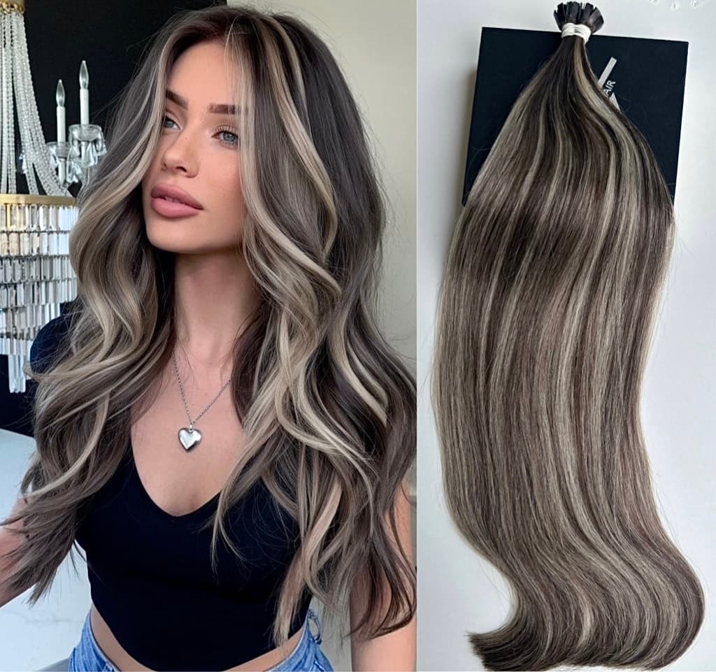 Extensioni di Cheratina Capelli Slavi Balayage #3/#12