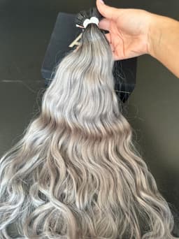 Extensiones de Queratina Cabello Eslavo Ombre #1B/Gris Claro