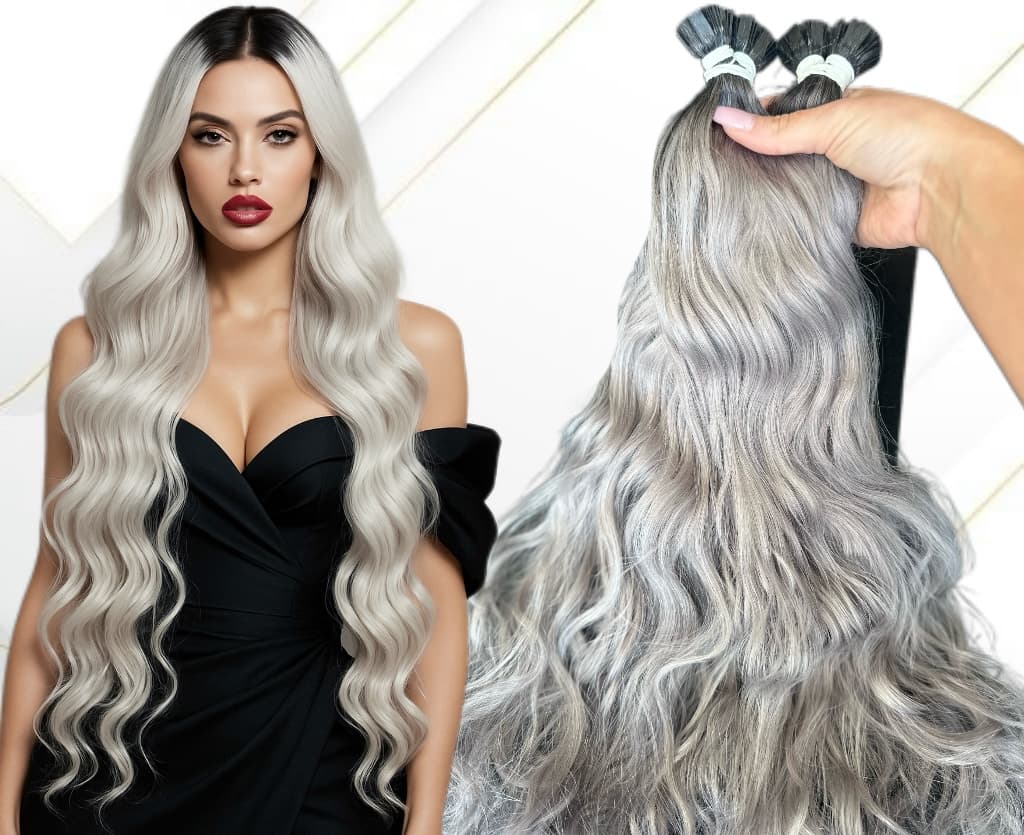 Extensii Cheratina Russian Hair Ombre #1B/Light Grey