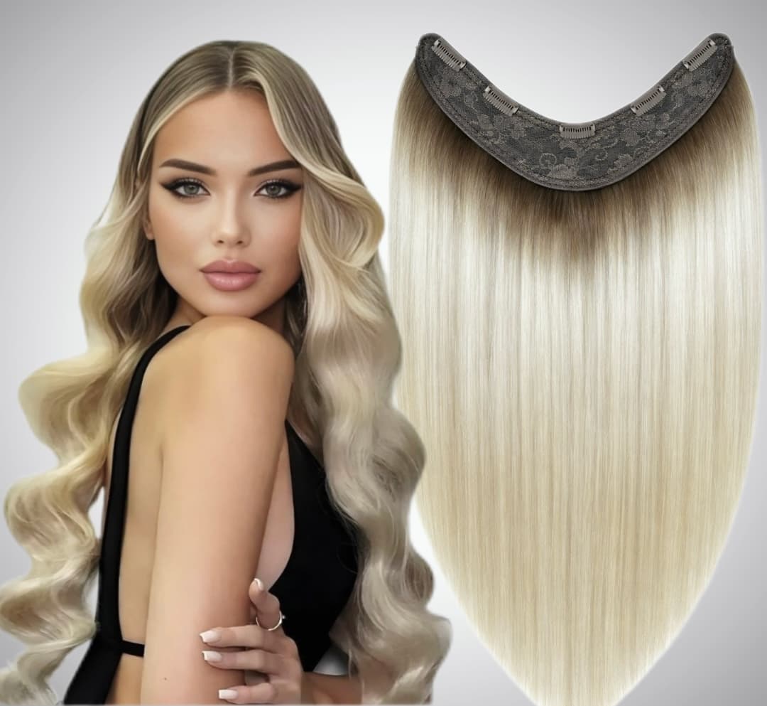 Trese de Par Natural V-Shape Luxe Ombre #8/Silver