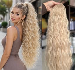 Cola de Pelo Rizada Rubio con Mechas