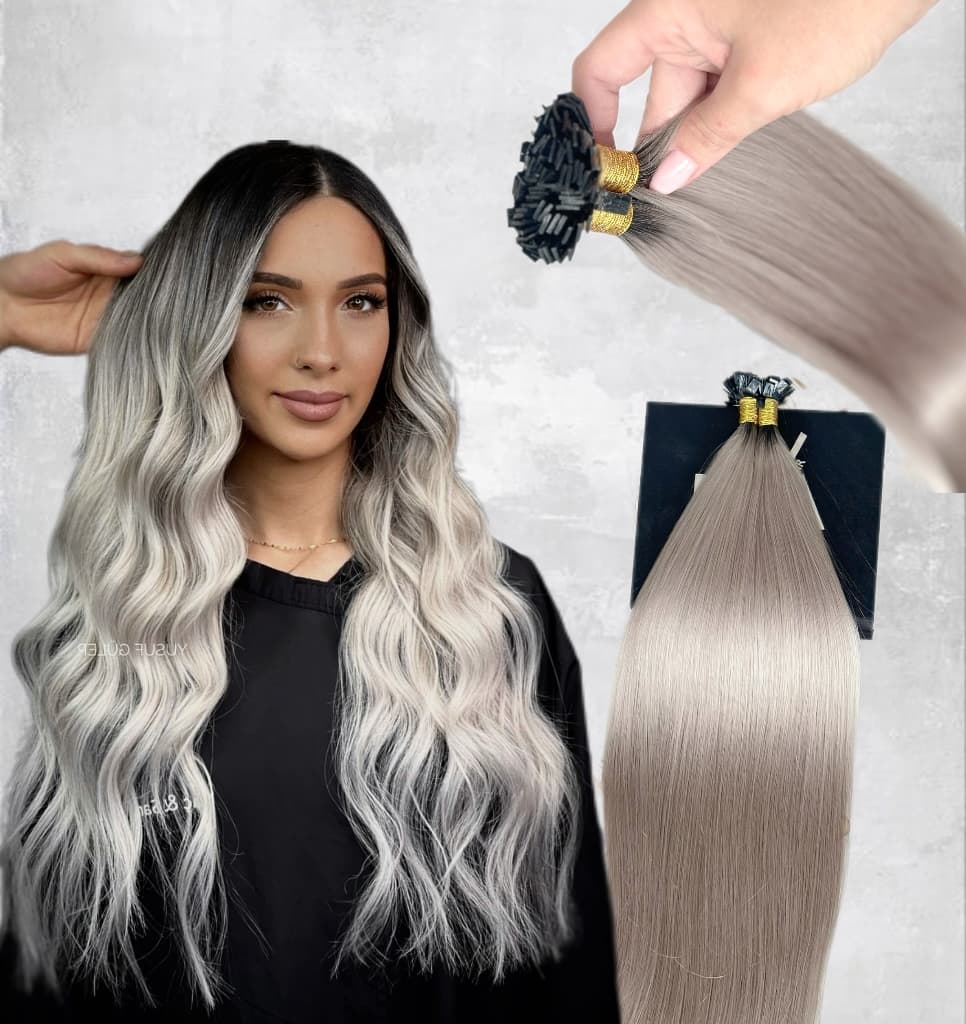 Extensiones de queratina OSKAR Ombre #1b/Light Grey
