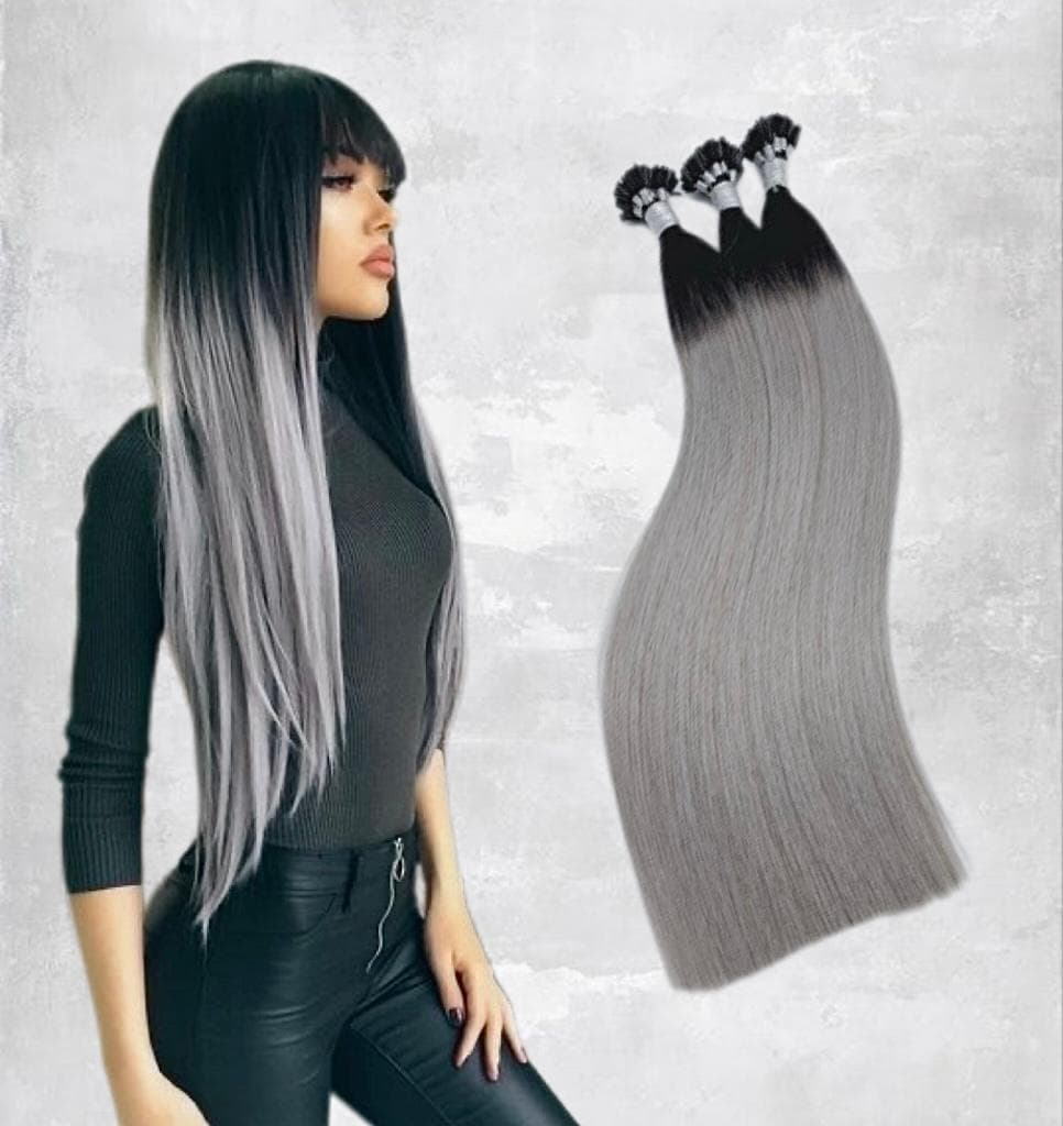 Extensioni in cheratina Diamond Ombre #1b Grigio