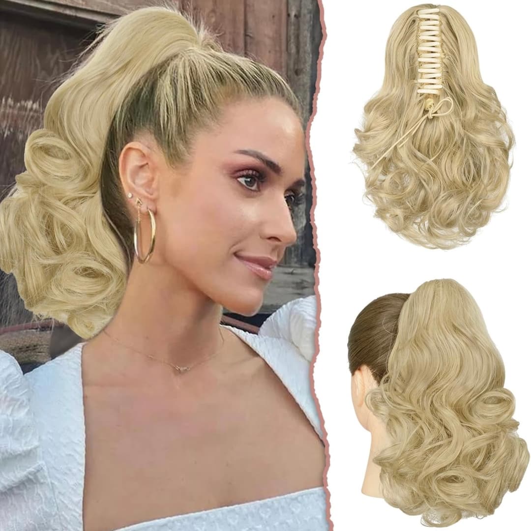 Cozi de Volum Ondulate Blond Deschis