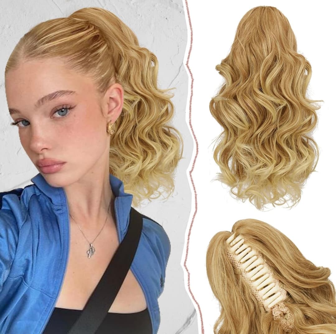 Cozi de Volum Ondulate Blond Natural