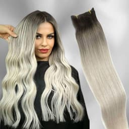 Luxe Ombre Haarverlängerungen zum Meter #9 Hellgrau