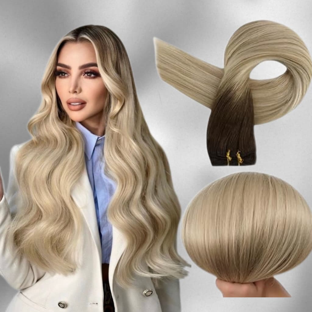 Extensii la Metru Russian Ombre Saten Natural/ Blond Nisipiu