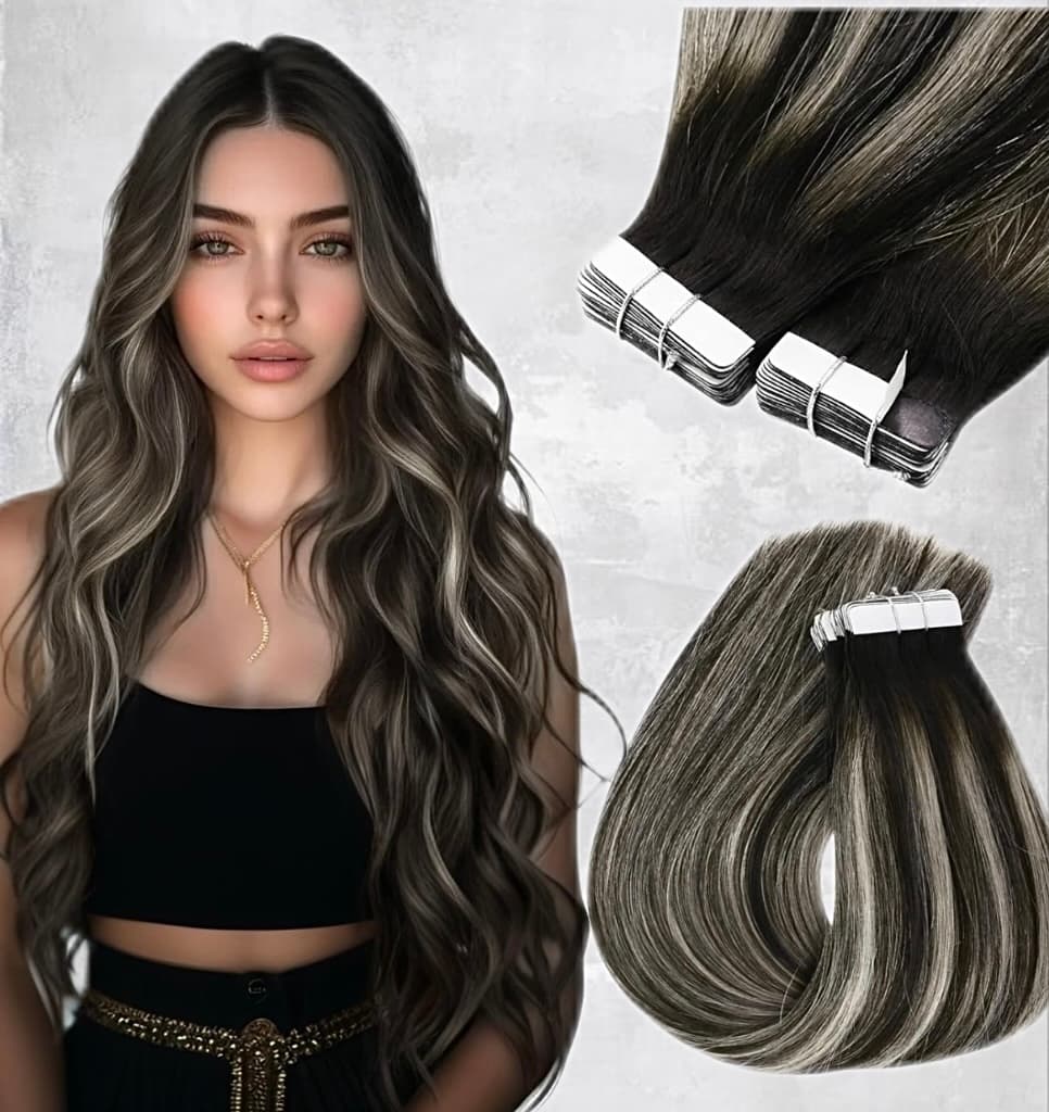 Balayage Tape In Extension B#1B/Grey/#1B
