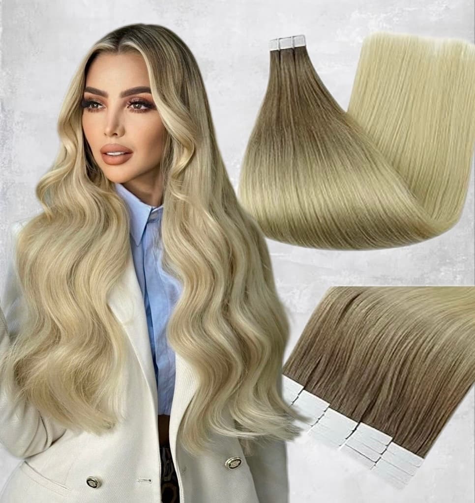 Tape-In Extensions Diamond Ombre #7 Hellgrau
