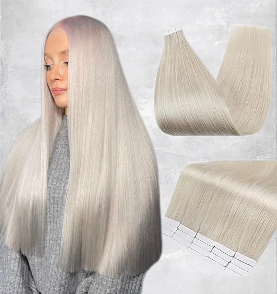 Extensii Tape In White Platinum Light Grey