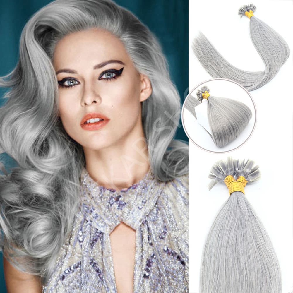 Luxe Grey Keratin Haarverlängerungen