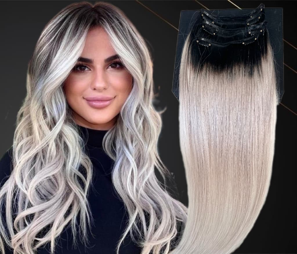 Clip-On MiniGold Ombre #1B/Szary Jasny