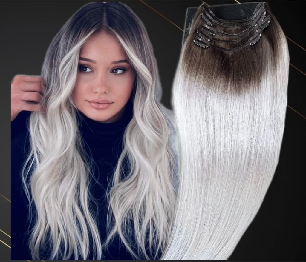 Clip-On Extensions MiniGold Омбре #9/Светло сив