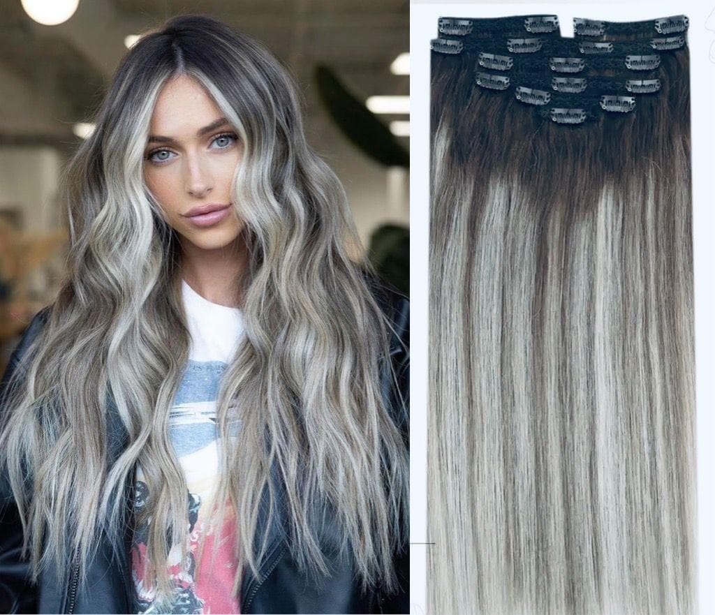 Przedłużenia Clip-On LUXE Balayage #9/ Jasnoszary
