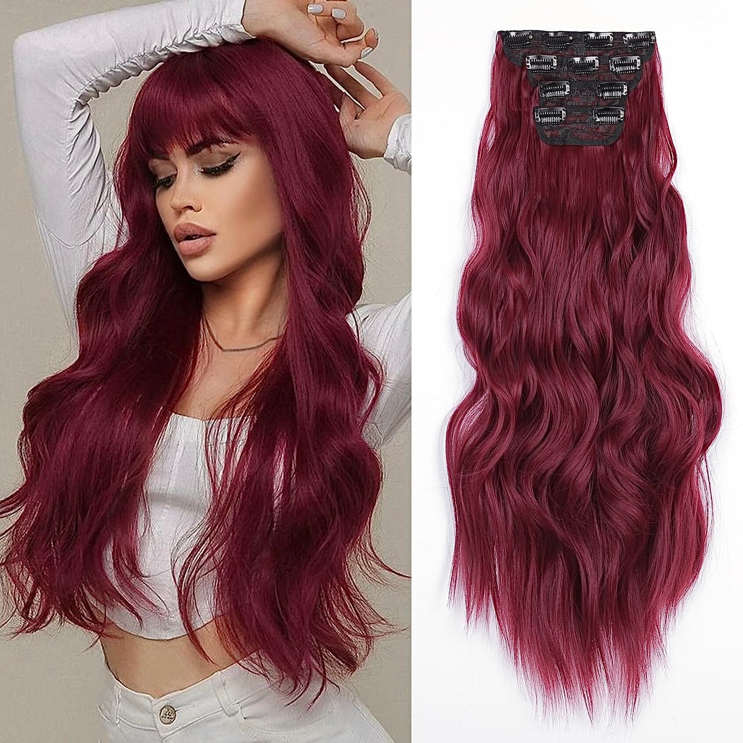 Extensii Clip On Sintetic (super volum) Burgundy, 200 g Extensii Clip On Sintetic (super volum) Burgundy, 200 g