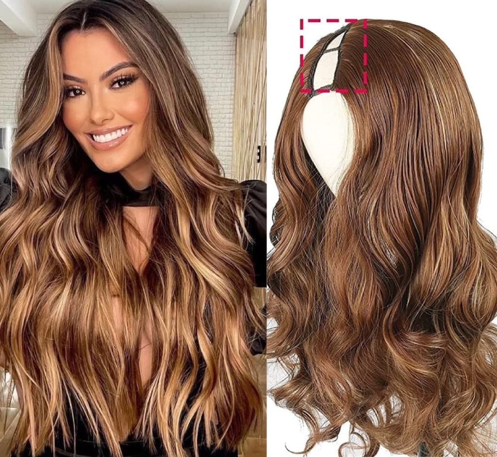 Naturliches U-Teil Balayage Wellige Halbperücke