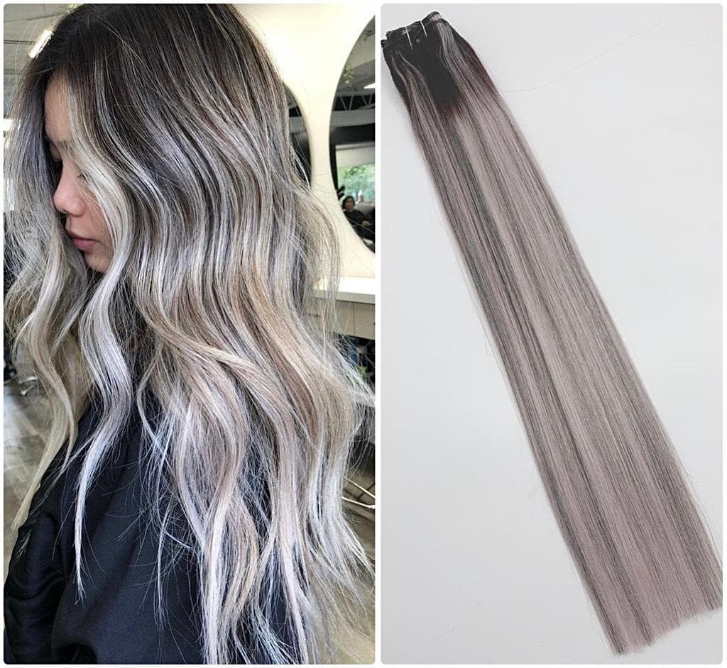 Luxe Clip-On Verlängerungen Balayage #1B Brilliant Grau Luxe Clip-On Verlängerungen Balayage #1B Brilliant Grau