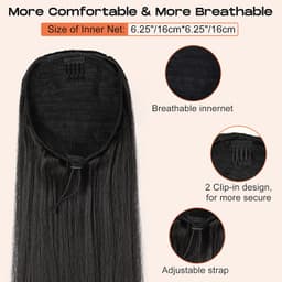 Coada de Par Dreapta cu snur Negru, 70 cm Coada de Par Dreapta cu snur Negru, 70 cm