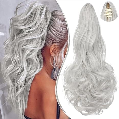 Light Grey Welliger Clip-in Pferdeschwanz Light Grey Welliger Clip-in Pferdeschwanz