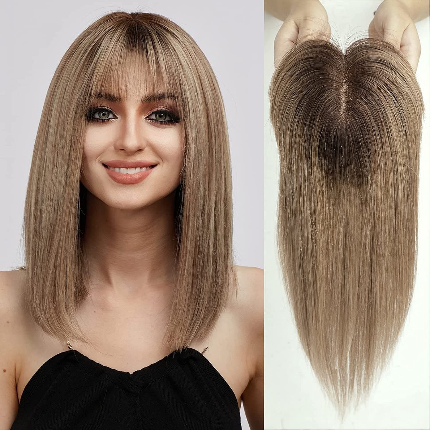 Teilperücke mit Pony Ombre #6/#18 (natürliches Satin/ Sandblond) Teilperücke mit Pony Ombre #6/#18 (natürliches Satin/ Sandblond)