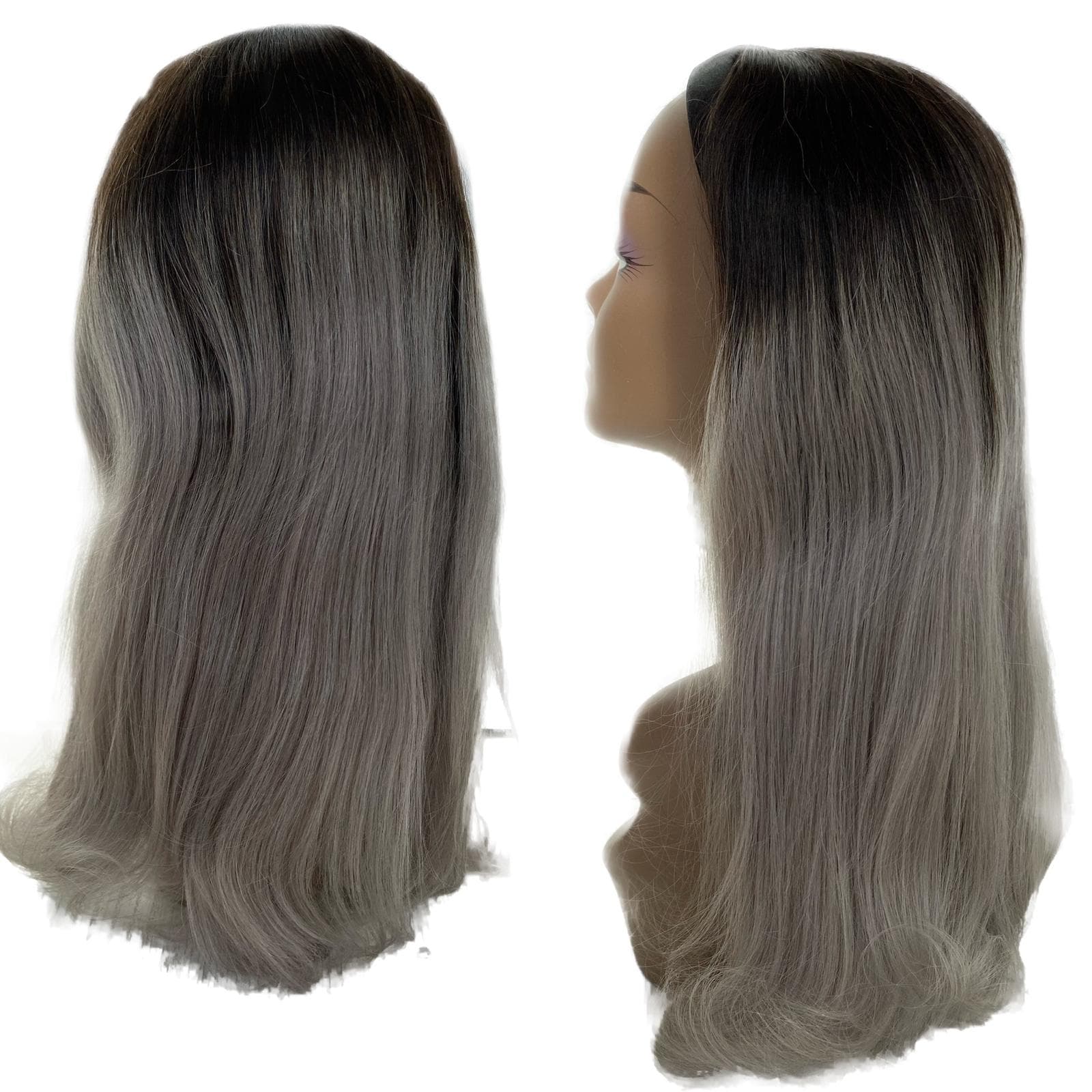 Volumensträhne mit Luxe Ombre Schwarz / Grau Clip Volumensträhne mit Luxe Ombre Schwarz / Grau Clip