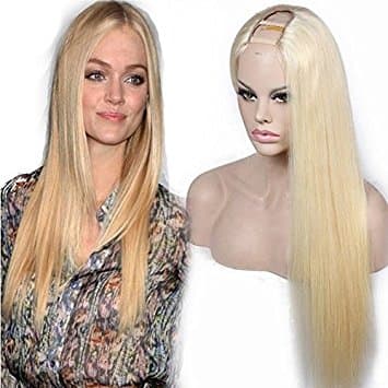 Halbperücke Echthaar U-Teil Hellblond Glatt Halbperücke Echthaar U-Teil Hellblond Glatt