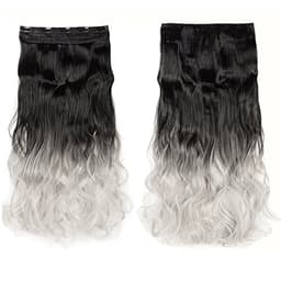Extensiones Trese Clip-On Onduladas Sintéticas Ombre Negro Gris Extensiones Trese Clip-On Onduladas Sintéticas Ombre Negro Gris